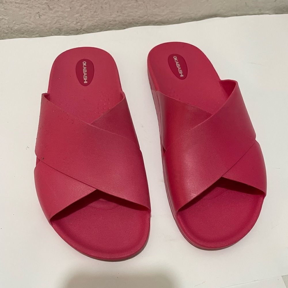 Okabashi unisex men’s 7-8 Women’s 8.5-9.5 pink Criss Cross Sandal size M